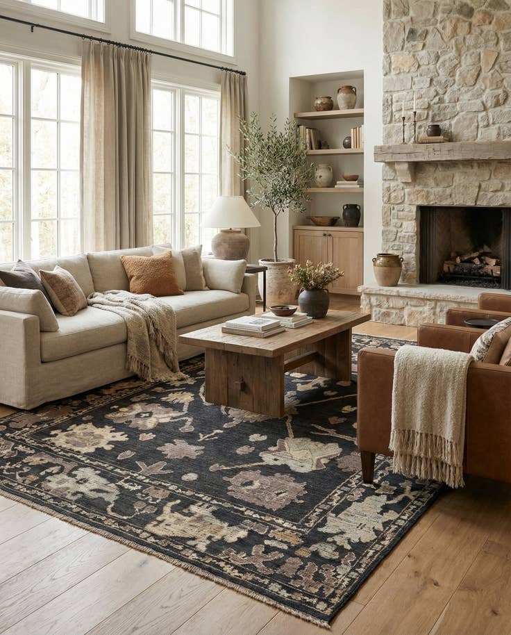 Detail image of 10' 1 x 14' 2 Hand Knotted Oushak Wool Rug
