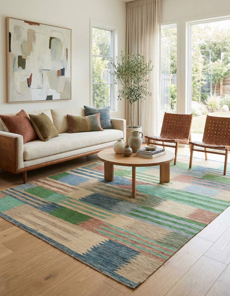 Detail image of  6' 7 x 9' 6  Hand Woven Kilim Modern Wool Rug