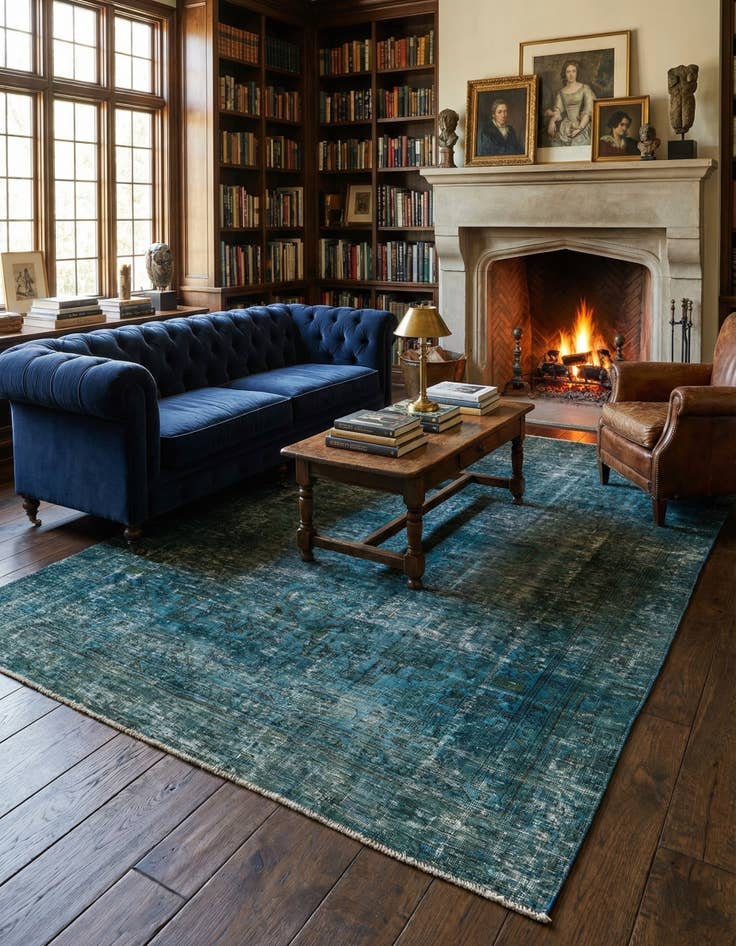 Detail image of  5' 9 x 9'  Hand Knotted Ultra Vintage Persian Wool Rug