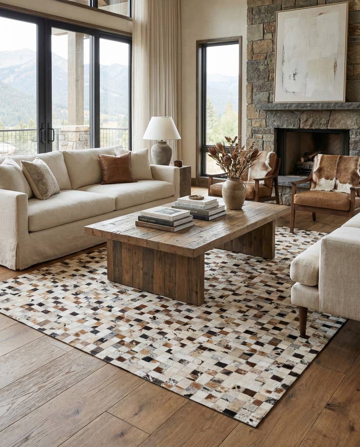 Detail image of 5' x 8' Cowhide Stocks Rug