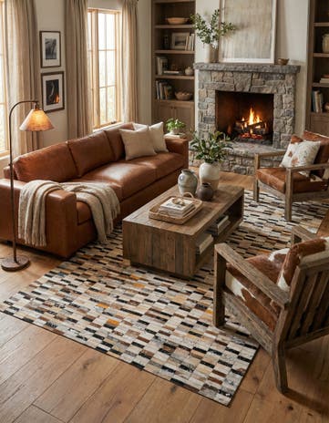 5' x 8' 2 Cowhide - Patchwork Rug