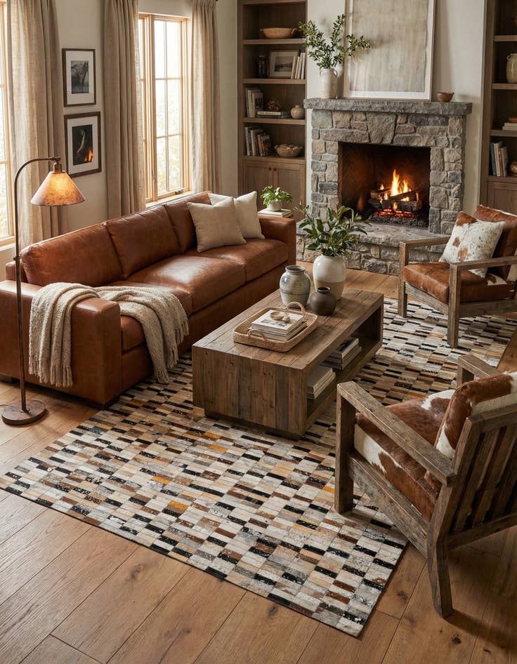 Detail image of  5' x 8' 2 Cowhide - Patchwork Rug