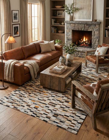 5' x 8' 2 Cowhide - Patchwork Rug