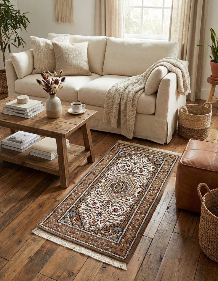 Detail image of 2' 5 x 4' 10  Hand Knotted Bidjar Wool Runner Rug