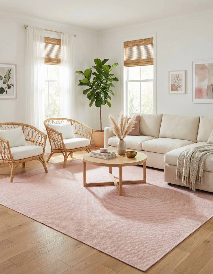 Detail image of  12' x 12'  Hand Woven Geo Trellis Flatweave Square Rug