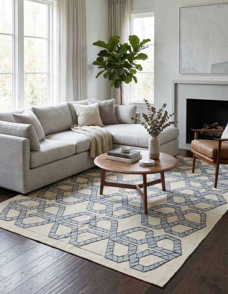 Detail image of 6' 10 x 9' 3  Hand Woven Kilim Modern Wool Rug