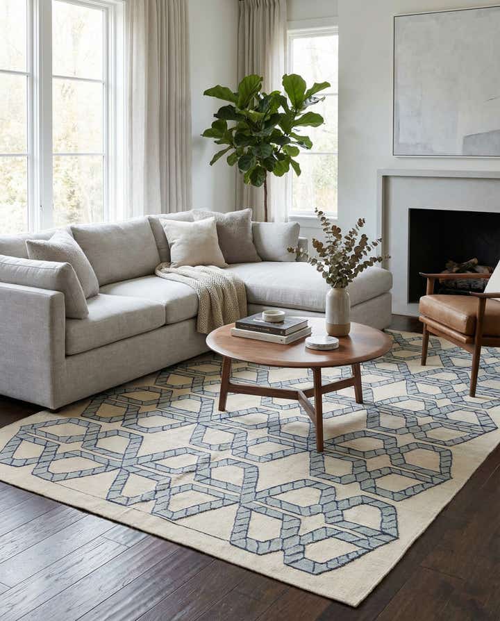 6' 10 x 9' 3 Hand Woven Kilim Modern Wool Rug