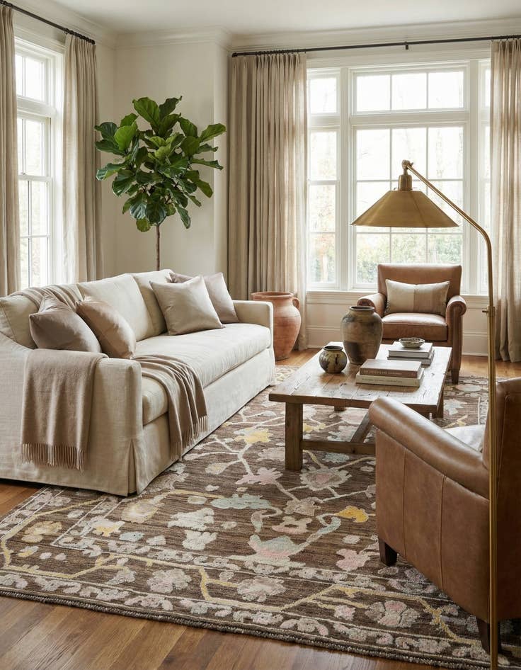 Detail image of 9' 2 x 12'  Hand Knotted Oushak Wool Rug