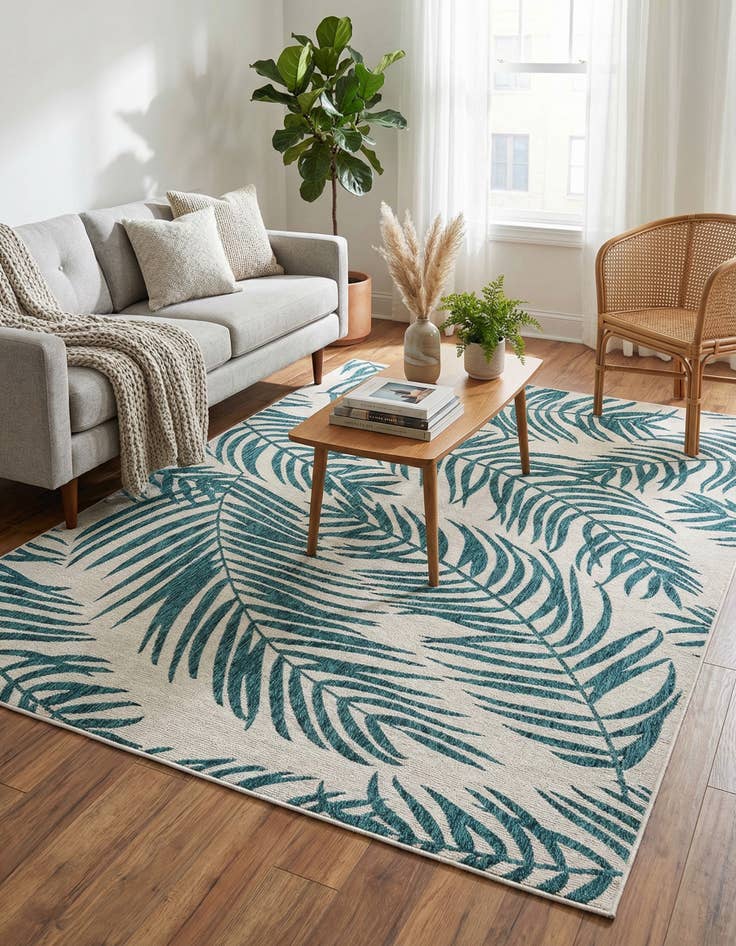 Detail image of 7' 10 x 11' Easy-Clean Botanical Indoor / Outdoor Rug