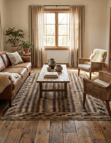 5' 4 x 5' 11 Hand Woven Kilim Maymana Wool Rug