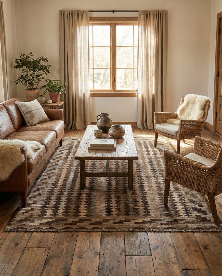 Detail image of 5' 4 x 5' 11 Hand Woven Kilim Maymana Wool Rug