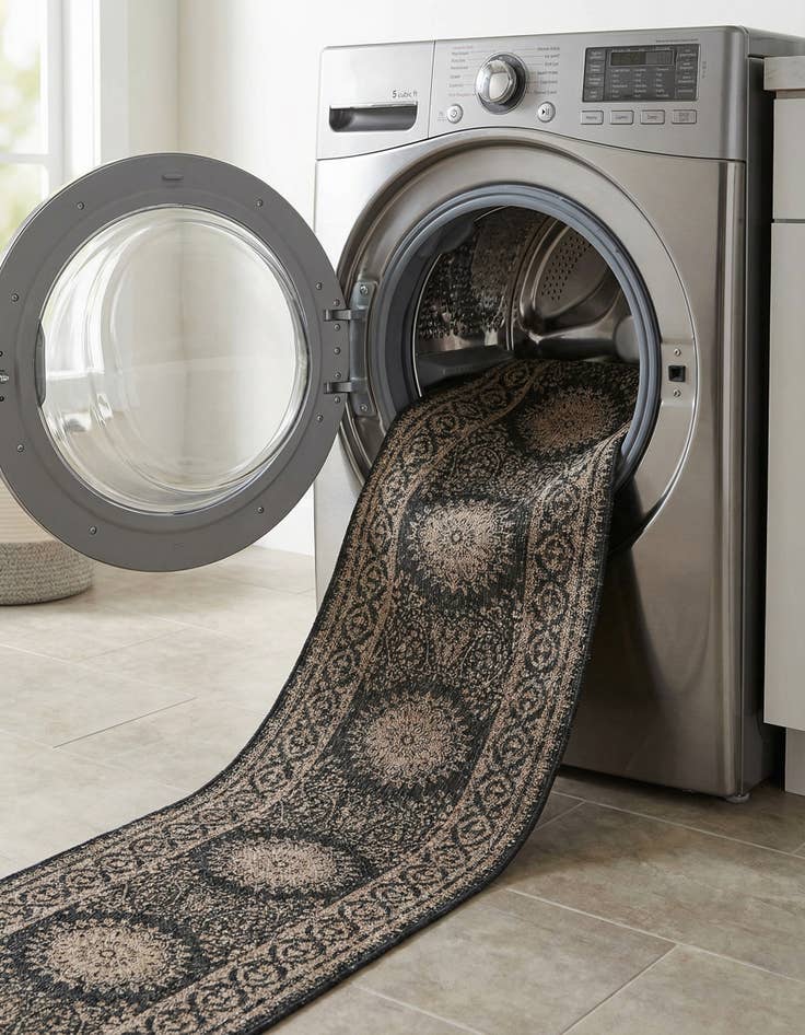 Detail image of  2' 7 x 12'  Washable Traditional Indoor / Outdoor Runner Rug