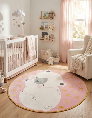 7' 10 x 7' 10 Bear Whimsy Kids Round Rug