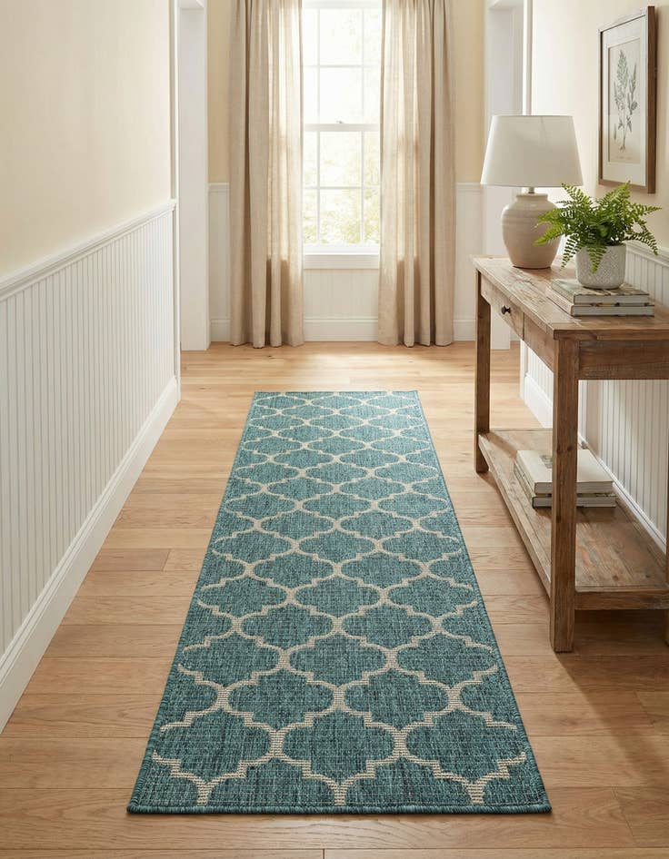 Detail image of 2' x 8'  Washable Trellis Indoor / Outdoor Runner Rug