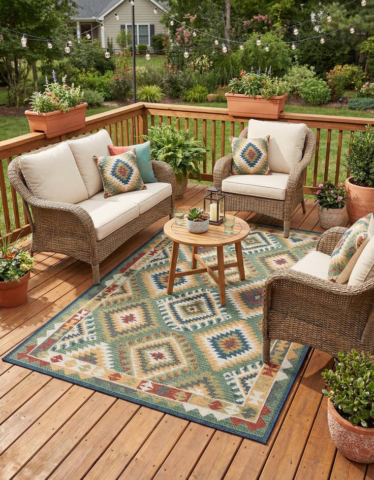 Detail image of 5' 3 x 7' 7  Washable Baja Indoor / Outdoor Rug
