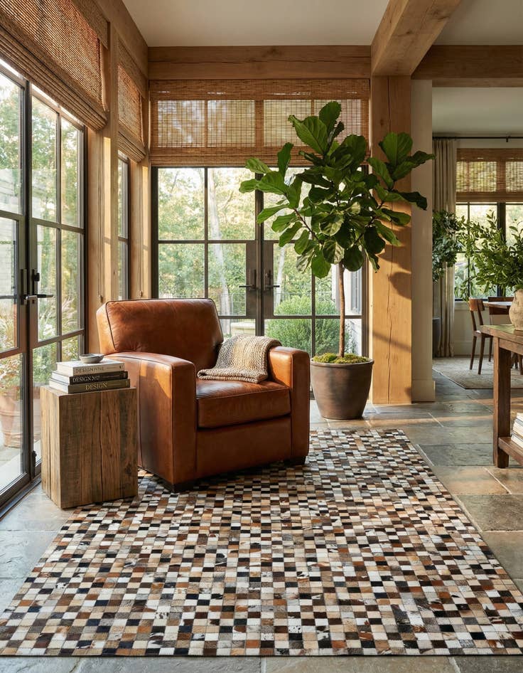 Detail image of  5' 1 x 8' Cowhide Leather Rug