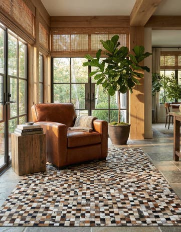 5' 1 x 8' Cowhide Leather Rug