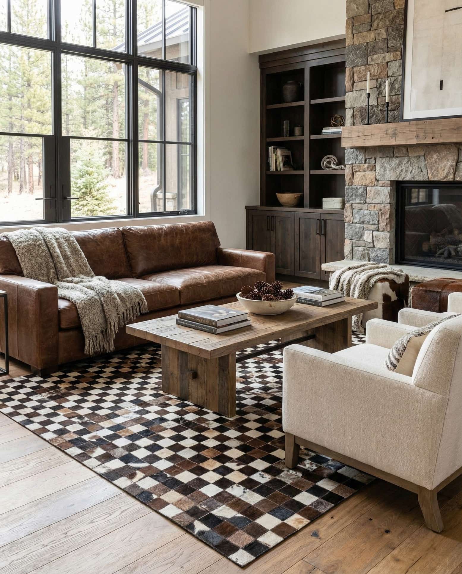 5' x 8' Cowhide Leather Rug