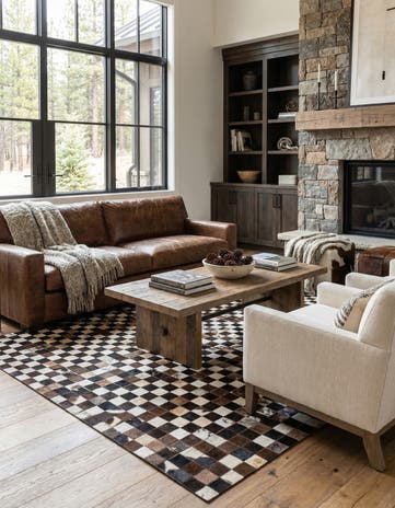 5' x 8' Cowhide Leather Rug