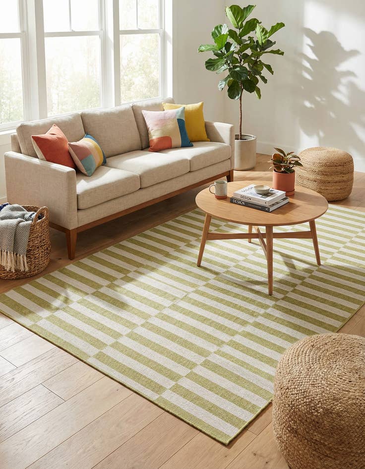 Detail image of 5' 3 x 8'  Washable Striped Indoor / Outdoor Rug