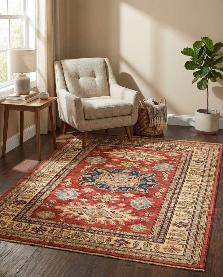 4' x 5' 8 Hand Knotted Kazak Rug