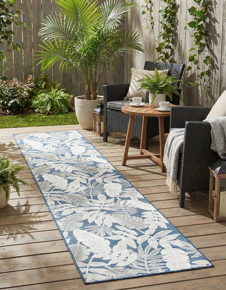 Detail image of 2' 7 x 12'  Washable Botanical Indoor / Outdoor Runner Rug