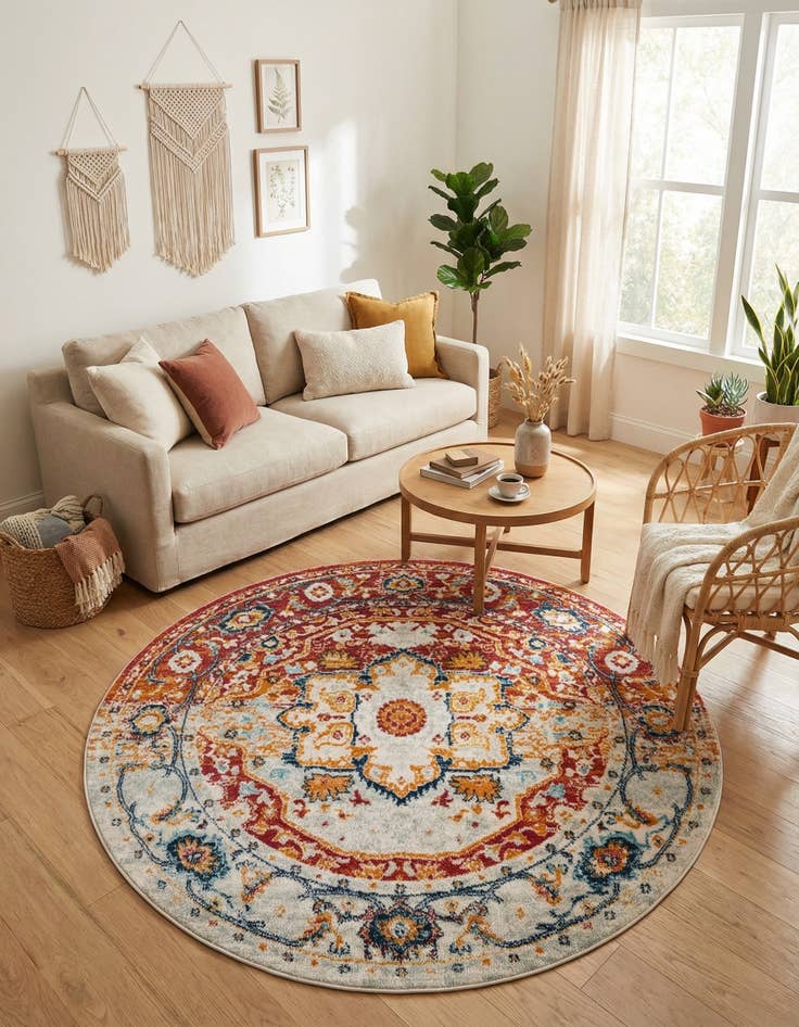 Detail image of  5' 3 x 5' 3 Madeline Vintage Round Rug