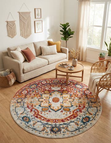Rust Red Madeline Vintage Round Rug