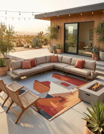 Easy-Clean Modern Indoor / Outdoor Square Rug