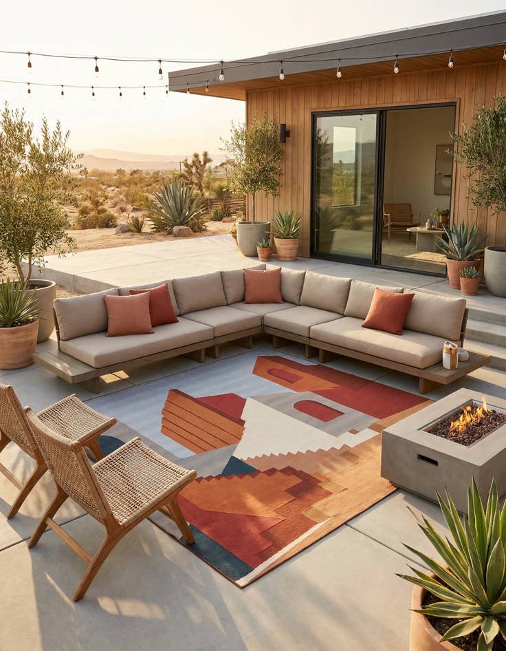 Detail image of 10' x 10' Easy-Clean Modern Indoor / Outdoor Square Rug