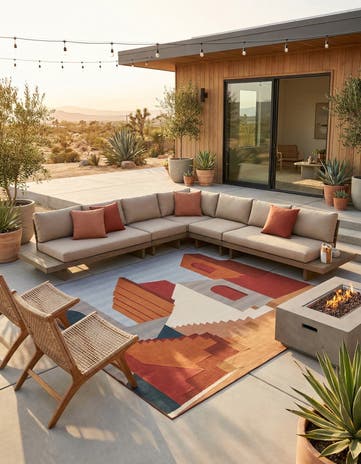 Easy-Clean Modern Indoor / Outdoor Square Rug