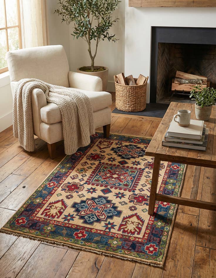 Detail image of 2' 8 x 4' 2  Hand Knotted Kazak Rug