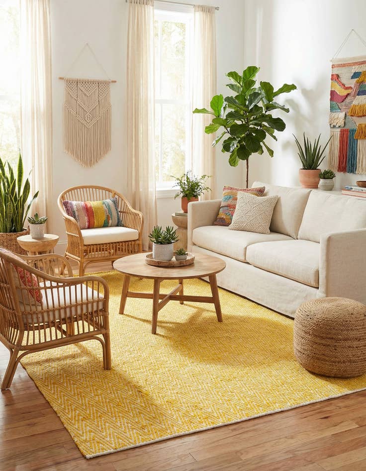 Detail image of 10' x 14' 1  Hand Woven Chindi Chevron Rug