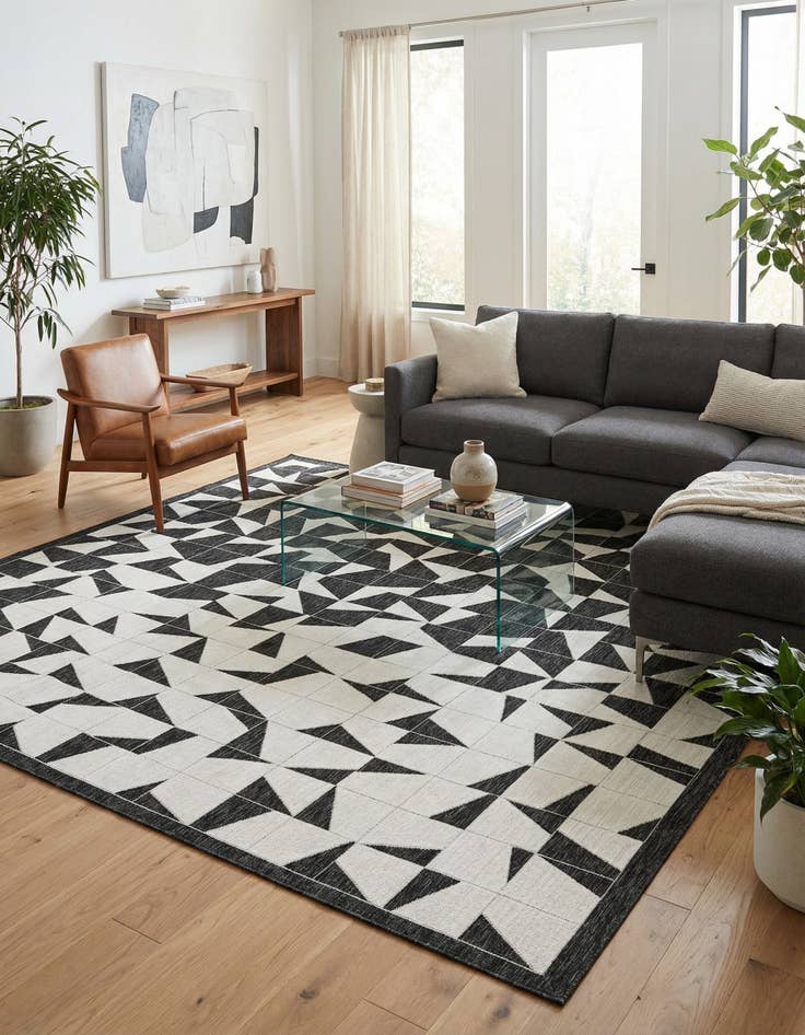 Detail image of 9' x 12'  Washable Modern Indoor / Outdoor Rug