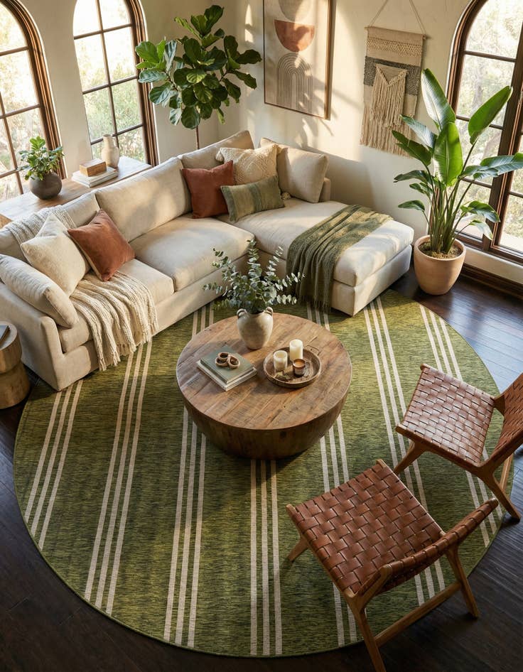 Detail image of 13' x 13'  Washable Jill Zarin Anguilla Indoor / Outdoor Round Rug