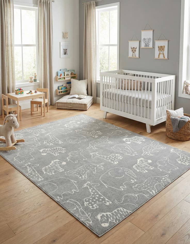 Detail image of 7' 10 x 10' Animals Whimsy Kids Rug