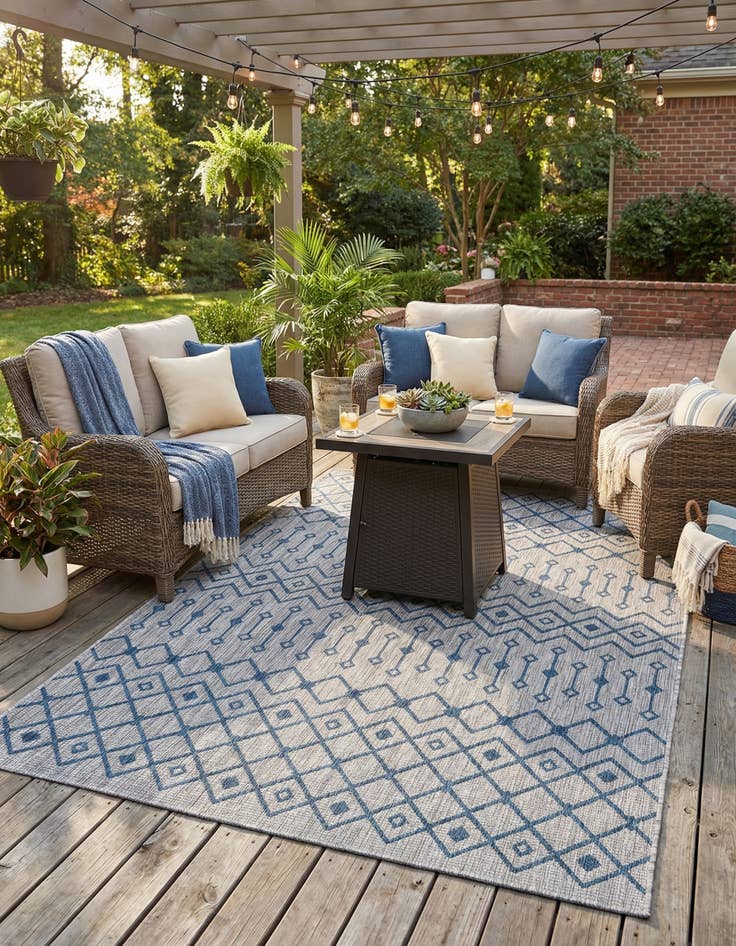 Detail image of  6' x 9'  Washable Lattice Indoor / Outdoor Rug