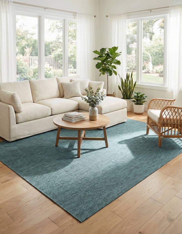 Detail image of 9' x 12'  Washable Solid Indoor / Outdoor Rug