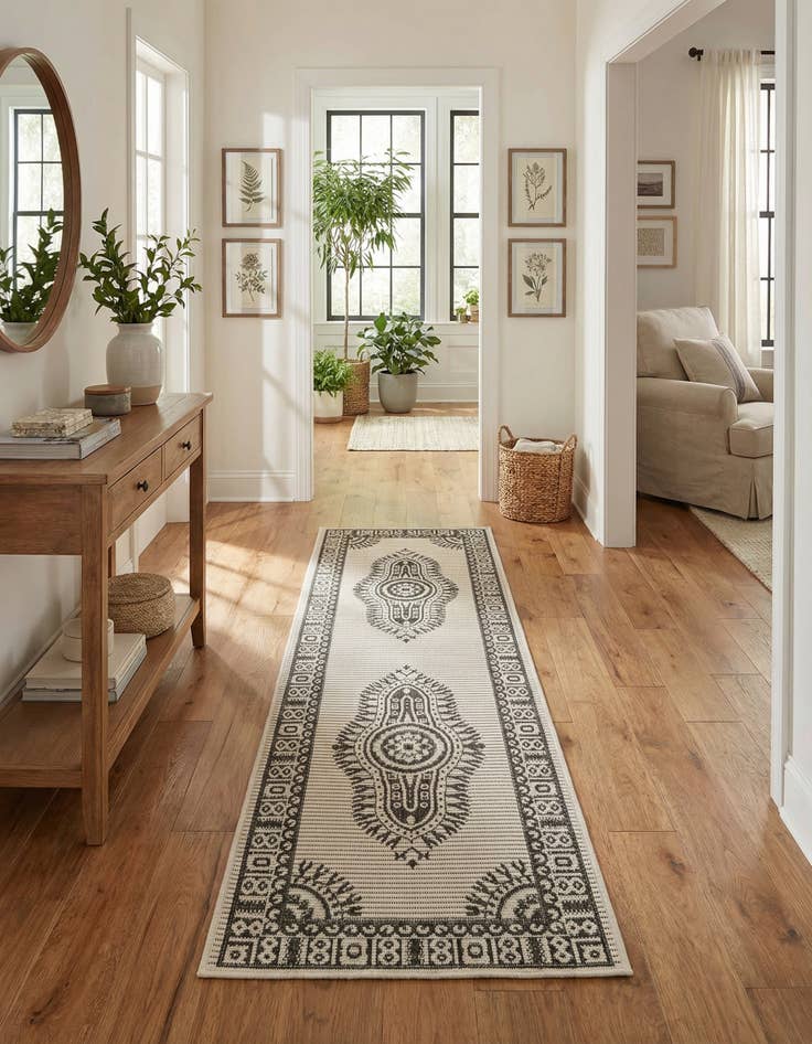 Detail image of 2' x 6'  Washable Traditional Indoor / Outdoor Runner Rug