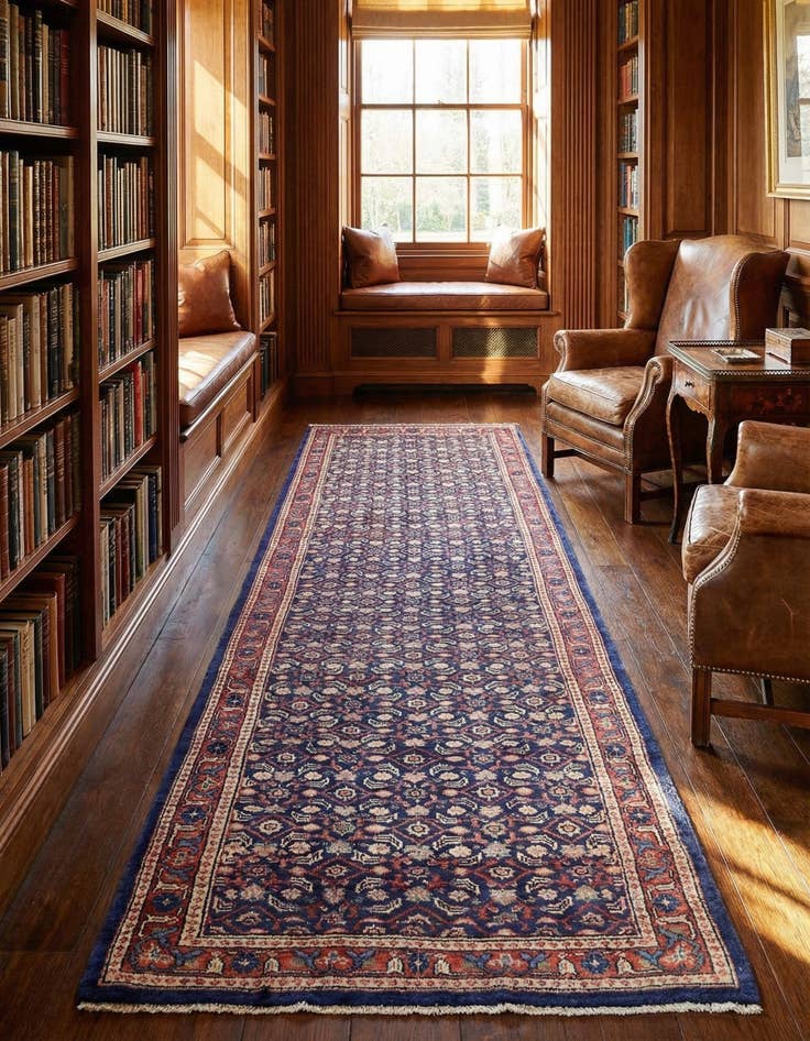 Detail image of 3' 8 x 10' 5 Hand Knotted Farahan Persian Wool Runner Rug