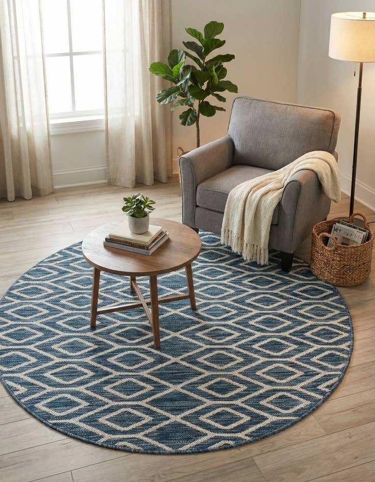 Detail image of 4' x 4'  Washable Jill Zarin Turks and Caicos Indoor / Outdoor Round Rug