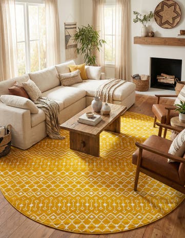 Yellow Kasbah Trellis Round Rug
