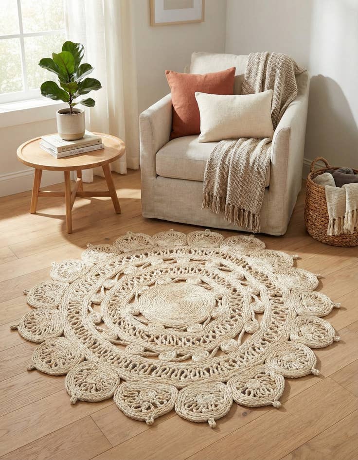 Detail image of 4' 1 x 4' 1  Hand Braided Jute Round Rug