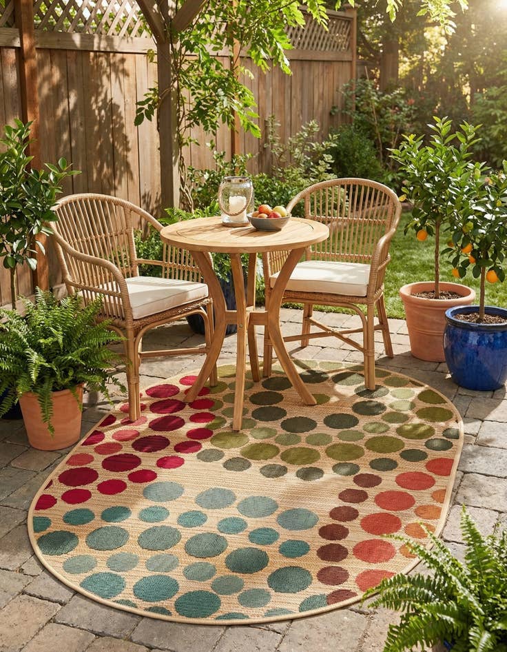 Detail image of 2' 2 x 3'  Washable Modern Indoor / Outdoor Oval Rug