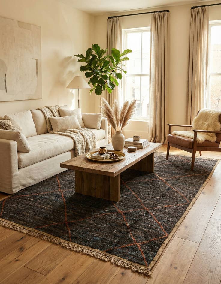 Detail image of 6' 2 x 9' 4  Hand Knotted Moroccan Wool Rug