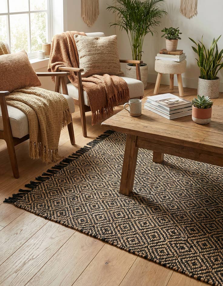 Detail image of  4' 1 x 6' 1  Hand Woven Braided Jute Rug