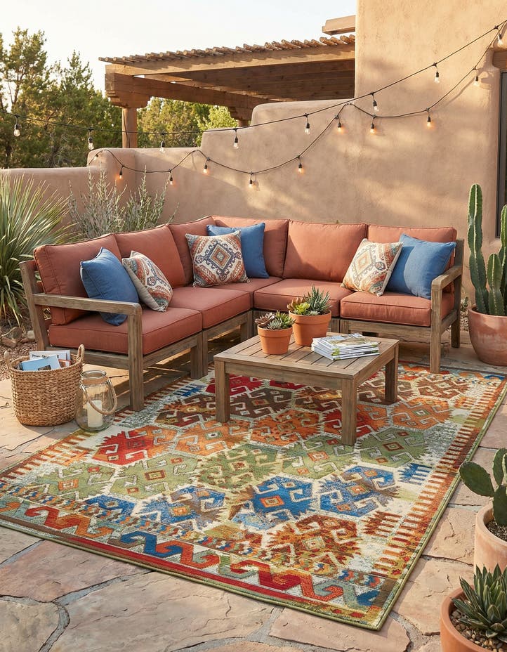 5' 3 x 8' Easy-Clean Southwestern Indoor / O...