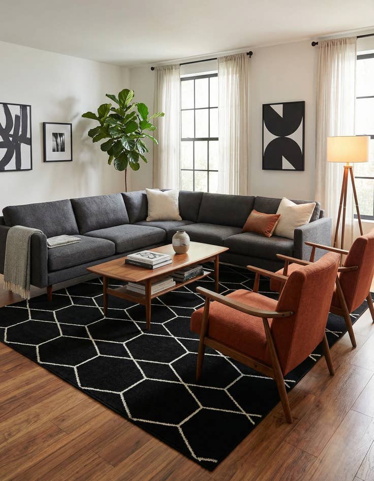 Detail image of  10' x 10' Lattice Frieze Square Rug