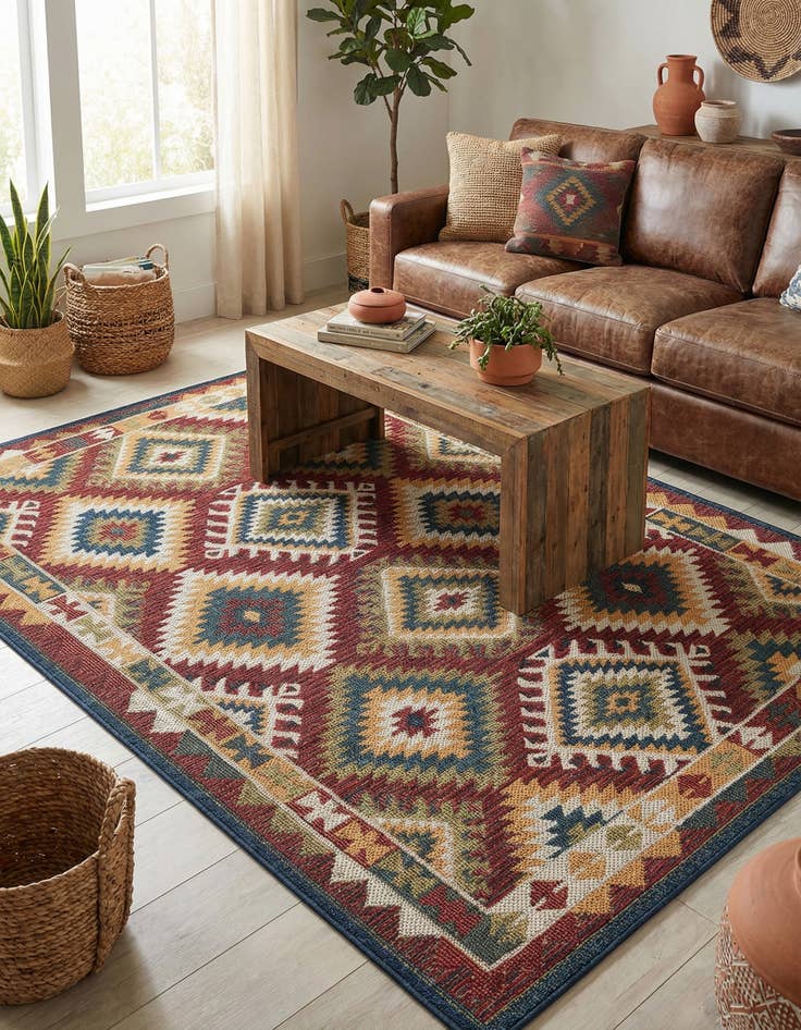 Detail image of 5' 3 x 7' 7  Washable Baja Indoor / Outdoor Rug