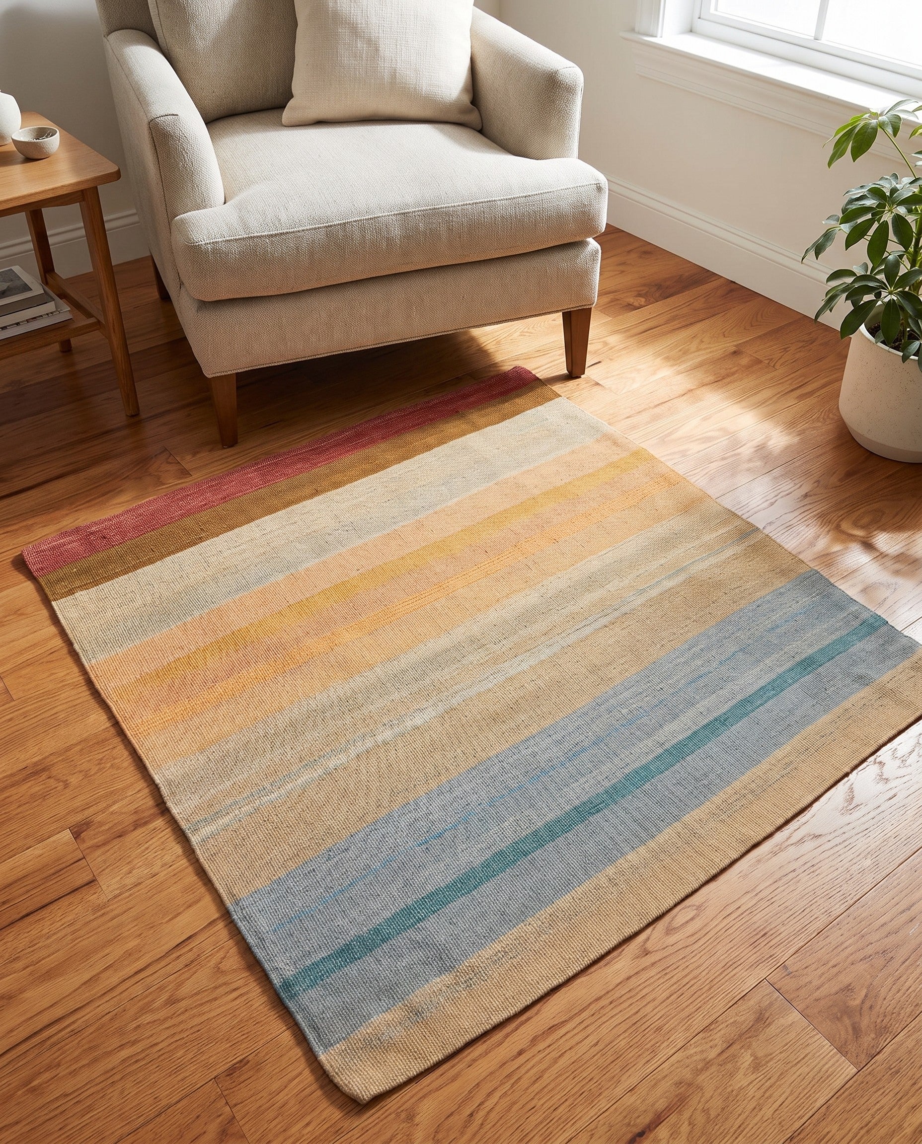 3' 3 x 3' 3 Hand Woven Pillow Wool Square Rug